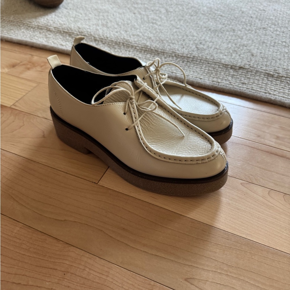 Koio Women's Cream Leather Lace-Up Shoes